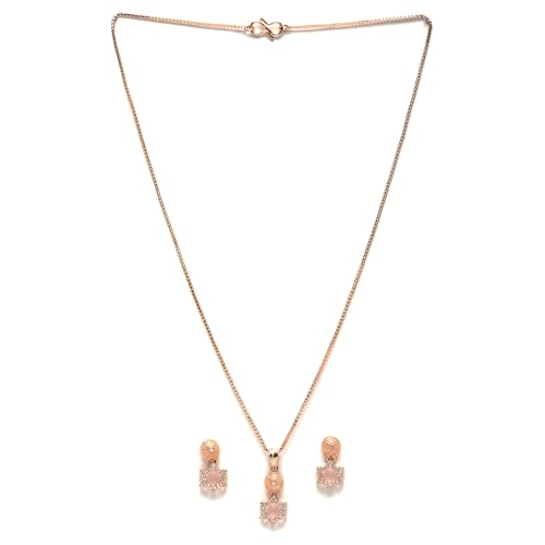 Rose Gold-Plated American Diamond Jewellery Set