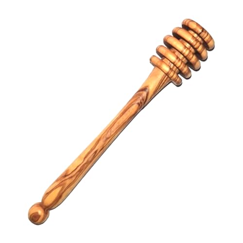 Stilux® Cuillère à miel en bois d'olivier 15 cm | Bâton en spirale à miel, sirop et confiture | Agitateur mélangeur distributeur pour pot de miel, aide...