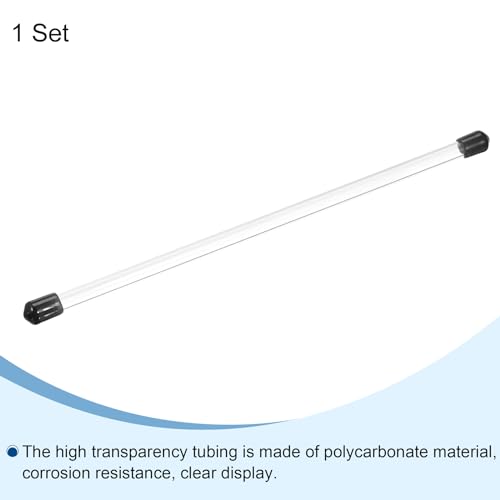 Image of PATIKIL Clear Rigid Tube Round Plastic Tubing with Black Rubber Caps Polycarbonate Water Pipe, 305mm / 12 Inch Length, 4mmx6mm /0.16 inchx0.23 inch, 1 Set