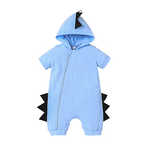 Image of FIN86 Newborn Baby Boys Bodysuit Romper Infant Toddler Baby Girls Boys Hooded Dinosaur Jumpsuit Playsuit Romper Clothes
