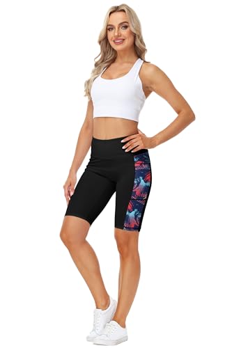 Image of AOBUTE Womens 9 inch /10 inch /11 inch Long Swim Board Shorts High Waisted UPF 50+ Biker Shorts with Pockets