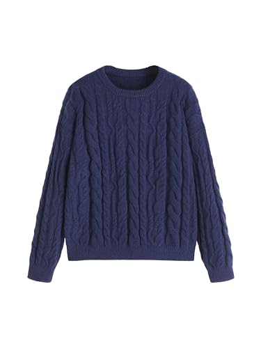 CIDER Cable Knit Round Neckline Long Sleeve Sweater