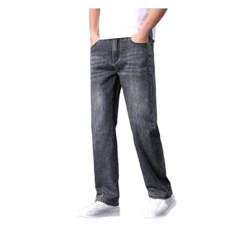 Men's High Cotton Stretch Jeans Loose Straight Leg Slim Fit Soft Comfortable Breathable Casual Pants