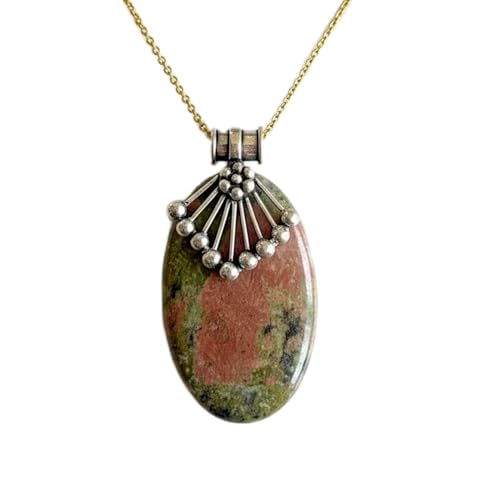 Collier Unakite en argent, médaillon porte-bonheur pour accompagner votre quotidien