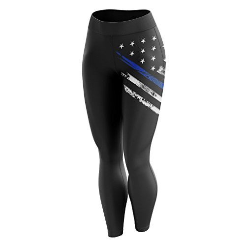 Tactical Pro Supply American Flag Leggings For Women, Workout High Waist Yoga Pants For Ladies - Bl Crest Flag Black (Small) #TOP23
