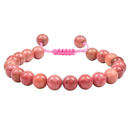 Bracelet Rhodonite authentique : perles haut de gamme et ajustables