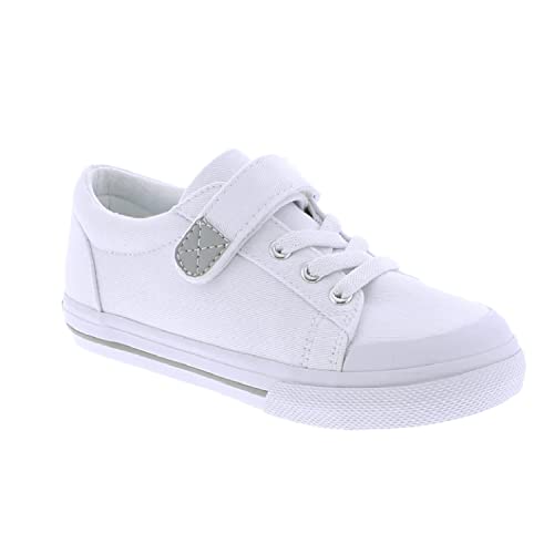 Footmates Jordan Strap Canvas Flats Boys And Girls Shoes - Tennis Sneakers With Wide Toe Box, Custom-Fit Insoles, Vulcanized Outsoles - White, 3 Infant (0-12 Months) #TOP24