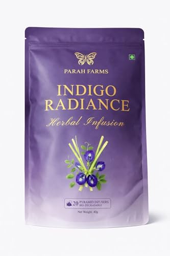 Image of Parah Farms Butterfly Pea Flower Tea Bags | Indigo Radiance Herbal Tea | Blue Tea with Lemongrass & Mint | Color Changing Herbal Tea | Caffeine-Free | 20 Biodegradable Tea Bags