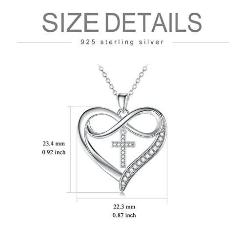 Wtyim Moissanite Cross Heart Necklace For Women White Gold Plated S925 Sterling Silver Moissanite Infinity Heart Pendant Necklace Anniversary Valentine's Day Christmas Gift For Her Mom Wife Girlfriend #TOP3