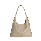 befen Echtleder Handtasche Damen Groß Shopper Tasche, Leder Schultertasche Slouchy Tote Bag Hobo Tasche Umhängetasche für Arbeit Schule - Einfache Klassische Elegante, Beige