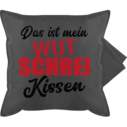 Kissenbezug - Statement - Das ist mein Wut Schrei - 50 x 50 cm - Grau - schreikissen statements schreien kuschelkissen wutkissen sprüche wutschrei schmusekissen kissen mit spruch baumwollkissen