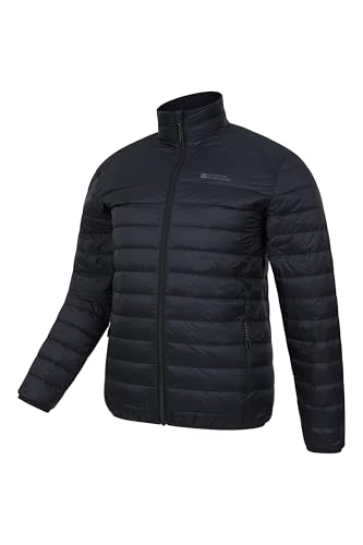 Mountain Warehouse Featherweight Mens Down Jacket - Lightweight Winter Puffer Coat, Easy Care, Packaway Bag, Water Resistant - For Camping, Travelling & Walking Black XXS - Image 5