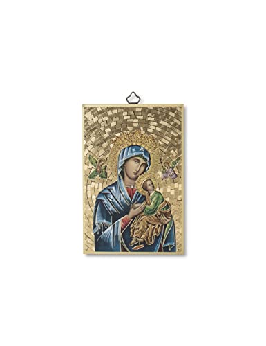 LEGNO MDF - In questo quadro religioso camera da letto, l'immagine sacra è messa su MDF di pioppo dorato, un materiale noto per la sua stabilità e durata: l'opera manterrà la sua integrità estetica e funzionale negli anni