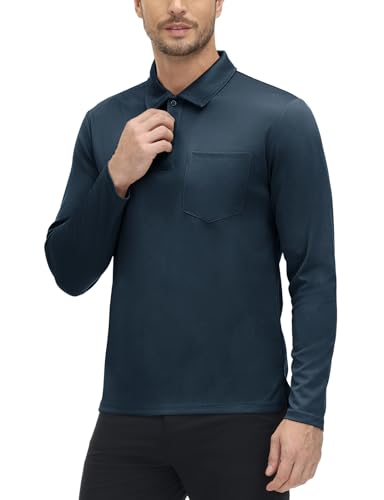 Camiseta Polo para Hombre de Manga Larga con Bolsillo, Secado Rápido, Ligera y con Cuello miniatura 2