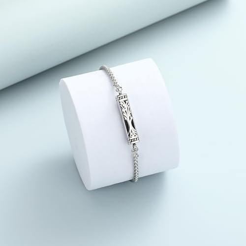 Imrsanl Tree of Life Urn Bracelet for Men Women Bar Cremation Jewelry for Ashes Keepsake Memorial Loved Ones Adjustable Link Bracelets4