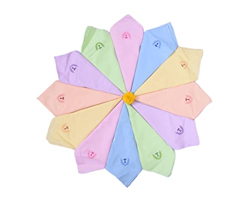 Image of ANTONIA Personalized Cotton Women's Handkerchiefs with Embroidered Initials, Assorted Colours (33 cm x 33 cm)