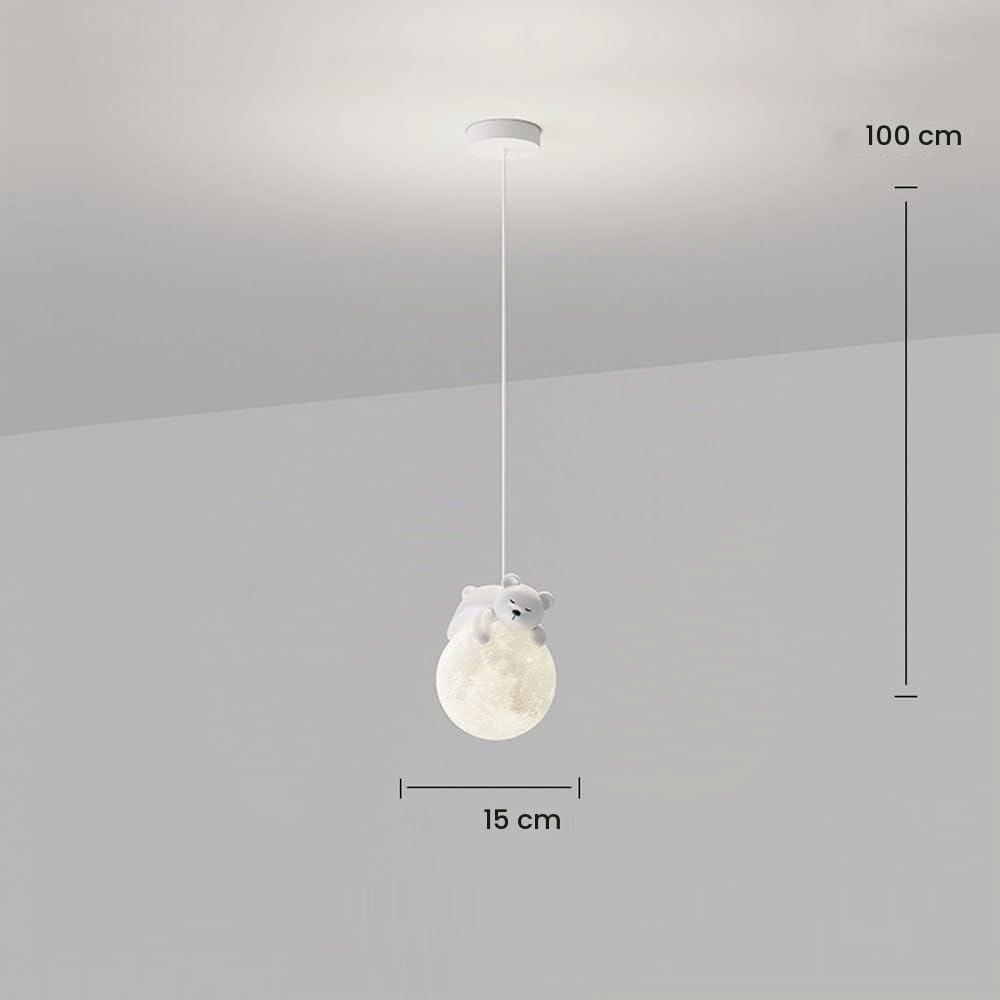 Carino orso pendente luce con stampa 3D luna globo cartone animato coniglio addormentato lampadario bambini pianeta lampada lampada bambini camera luce sospensione per ragazzo ragazze camera comodino