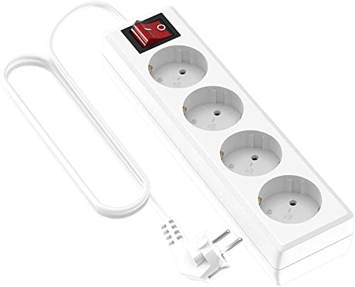 Garza 430062 Power-Base Multiple Basic de 4 Prises schuko, câble 1.5 mm x 3 m, Couleur, Blanc,...