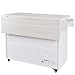GOAWGO All-in-One Rolling Kitchen Island Cart with Trash Can Storage, Drop Leaf Design, Spice & Towel Racks, Drawer, & Adjustable Shelf (White)
