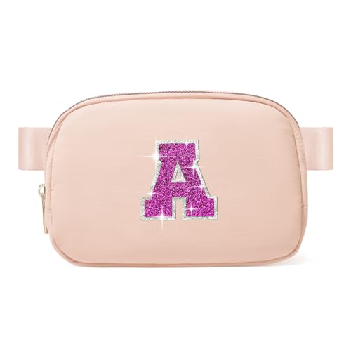 Image of Personalized 6-12 Year Old Girl Gifts: Initial Crossbody Bag Fanny Pack Purse for Teen Girl Gifts - Trendy Preppy Stuff (Coral Pink-A)