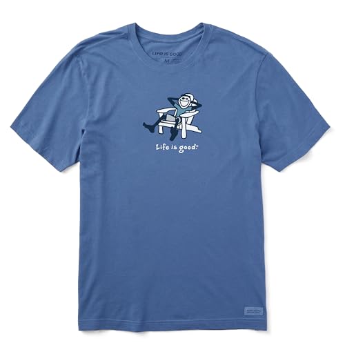 Life is Good. Men's Adirondack Jake Chill Short Sleeve Crusher Tee, Vintage Blue