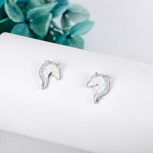 YAFEINI Horse Earrings Sterling Silver Opal Horse Stud Earrings Horse Jewelry Gifts for Women Girls4
