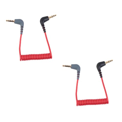 Cable de extensión de audio 3.5mm rojo 0.75m 2 piezas miniatura 1