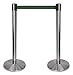 Queue Way QPLUS-1S-G7 Satin Chrome Post, 2" Width, 10" Length, Dark Green belt, Pack of 2