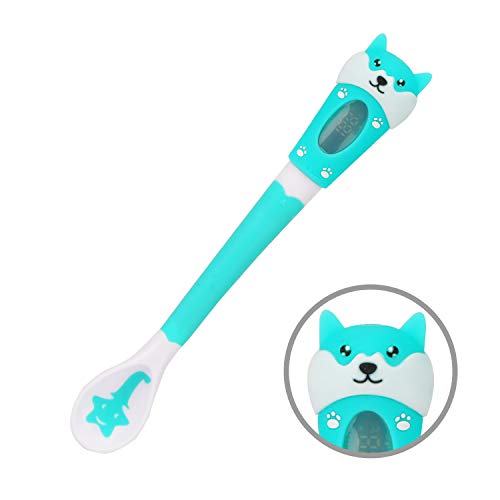 XYNHO Hot Infant Safety SpoonsBaby Soup Spoon with Temperature Display Complementary Food Spoon Feeding Soft Silicone Utensils BPA Free 360 Degrees Bendable Easy Grip