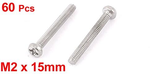 TOP-VIGOR 60Pcs Cross Pan Head Machine Screws, M2x15mm Phillips Round Head Screws Bolts for Machinery Furniture, Car - Image 2