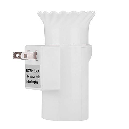 Delaman Motion Sensor Lamp Holder, E27 Plug in Body Infrared PIR Motion Sensor Adjustable Lamp Bulb Holder AC 110~250V for Toilet Bathroom