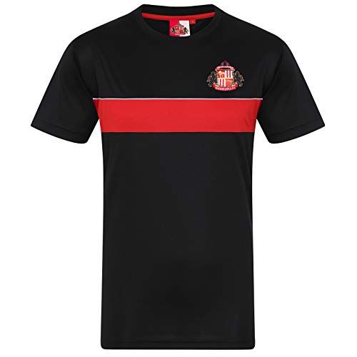 Sunderland AFC Official Football Gift Mens Poly T-Shirt Black Med