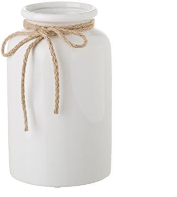 Dcasa - Jarrón de cerámica Blanco de diseño rústico para decoración