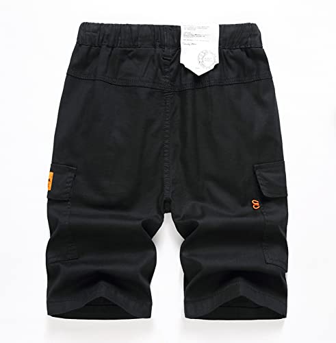 Loktarc Big Boy Cargo Shorts Elastic Waist Summer Bermuda With Contrast Drawcord Black 2 Size 150, 9-10 Years #TOP1