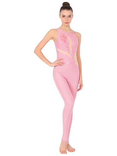 Unitard compétition prestigieux pour femme avec strass et dos nu