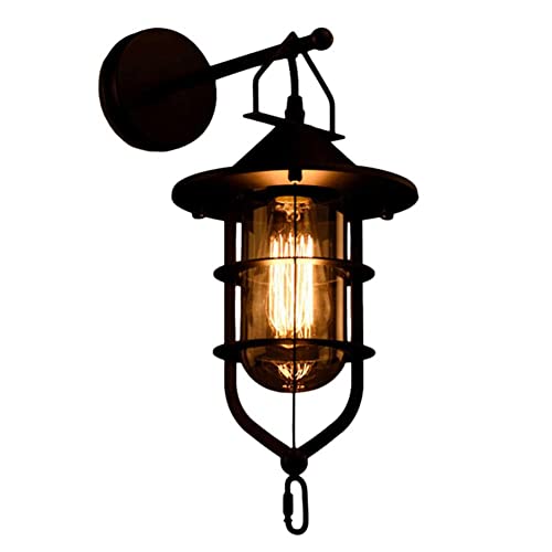 Lámparas de pared retro E27 en hierro negro para iluminación de pasillos y salones