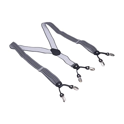 Zerodis Suspensórios masculinos para homens, listrados azuis ajustáveis e elásticos em forma de X co