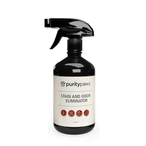Purity Paws Pet Stain & Odour Remover – Fast-Acting Enzyme Cleaner for Dog & Cat Urine, Feces & Vomit – Pet Safe Odor Eliminator for Carpet, Upholstery, Car, Bedding, Tiles – Puppy Essentials – 500ml