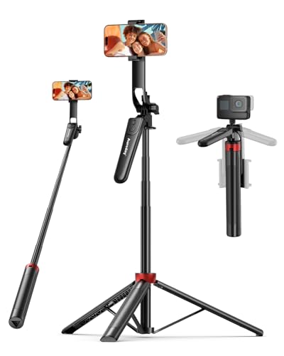 Aureday 72" Phone Tripod and Selfie Stick, Cell Phone Tripod Stand with Wireless Remote & Extendable Phone Mount for Travel/Selfie/Recording/Vlogging, Compatible with iPhone/Android/Camera - image 1