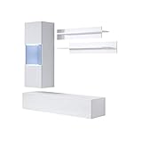MB Muebles Bonitos | Conjunto de Muebles Luke 6A | Mueble de Melamina Brillo y Mate | Color Blanco