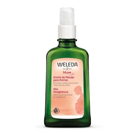 Weleda – Aceite de Masaje para Estrías, Aceite Corporal, Previene y Reduce las Estrías, 100% Natural, con Aceites Esenciales, Vegana – 100 ml, El embalaje puede variar