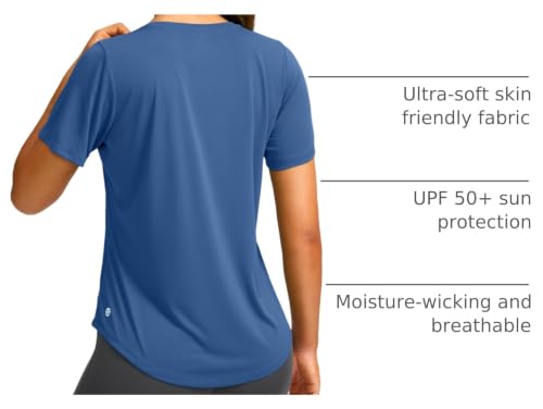 Image of Women's Short Sleeve Workout Shirts UPF 50+ Sun Protection T-Shirts Quick Dry Breathable Gym Running Hiking Tops for Women