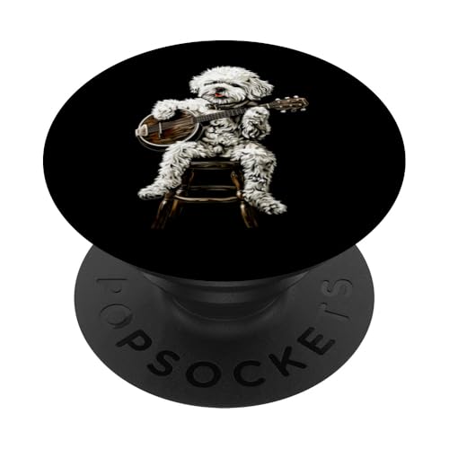 Tocador de banjo Bichon Frise Dog Bluegrass PopSockets PopGrip Intercambiable