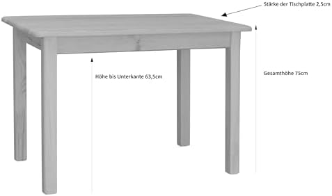 3. Bild von k koma Massiver Kiefernholztisch, Esstisch Kiefer lackiert – langlebige Schutzschicht 80 x 60 cm