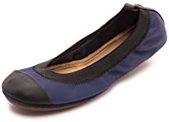 Yosi Samra Women's Samantha Cap Toe Flats, Oxford Blue/Black, 9 M US