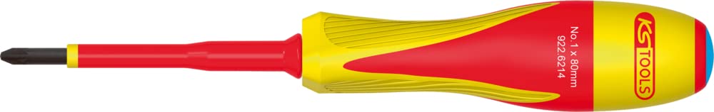 KS Tools 922.6219 Zestaw Wkrętaków Narzędzia, 2-komponentowe izolowane, 1000 V, 16-częściowy, żółty/czerwony