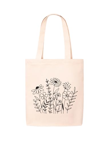 Image of DOODLE Premium Canvas Tote Bag for Women with Zip and Inner Pocket for Shopping, Office, Travel and Daily Use