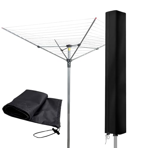 Premium Wäschespinne Schutzhülle für alle Modelle, Hülle fur Leifheit Wäschespinne mit Reißverschluss,Extrem reißfeste und wetterfeste Schutzhaube,420D wasserdichte und UV-beständig (160x15x15cm)