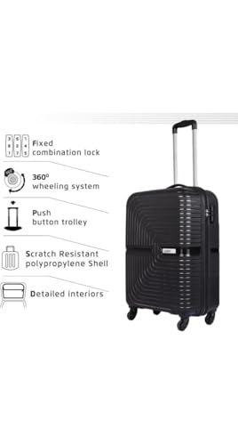 Image of PP Hard Shell 4 Wheels 360 Degree Safari Trolley Bag for Travel Small+Medium+Large (Black, Set of 3), 70 cm