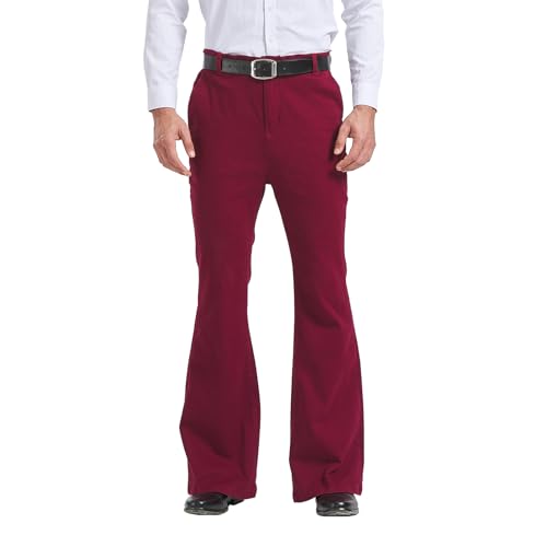 HAORUN Men 60s 70s Bell Bottom Flared Pants Regular Fit Stretch Retro Casual Long Trousers